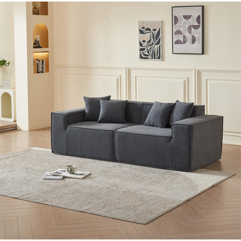 Versatile Modular Loveseat Sofa for Modern Living Room Deep Seated Comfort Couch Soft Corduroy Fabric Upholstery Compact Sectional Design for